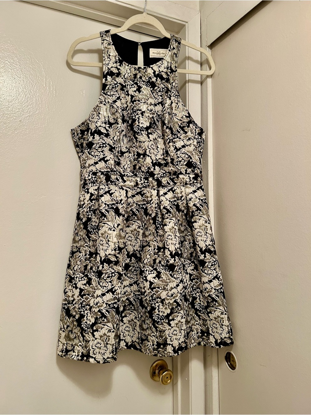 Black and gold  Floral Fit & Flare Dress